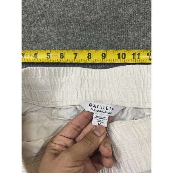 Athleta Cabo Linen Pant Jogger 10 Resort Coastal Minimalist Capsule Luxury Beach - Picture 3 of 13